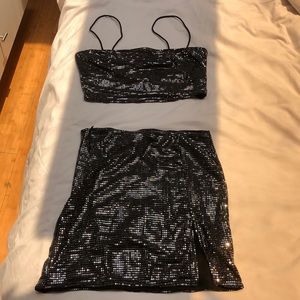 Black Sparkle Skirt set